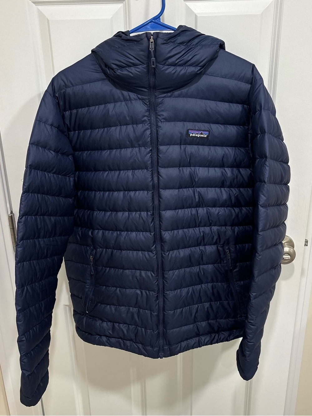 Patagonia Insulated Hoody Down Jacket Navy Blue Full Zip Mens U.S. Large